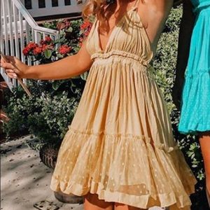 Yellow boho halter dress